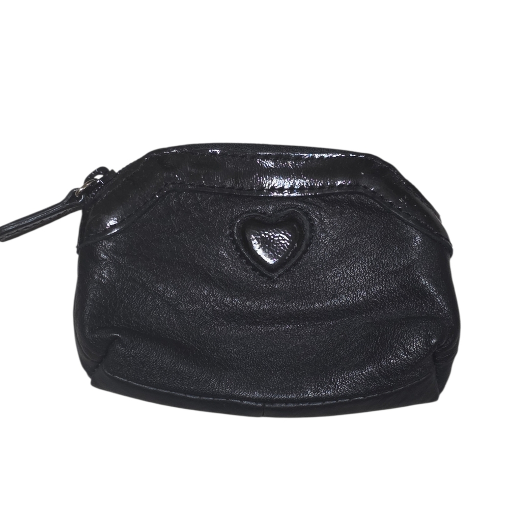 Brighton Black Leather Coin Pouch With Heart Accent